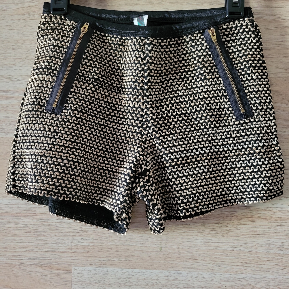 Elegant Black and Gold High Waist Women's Shorts